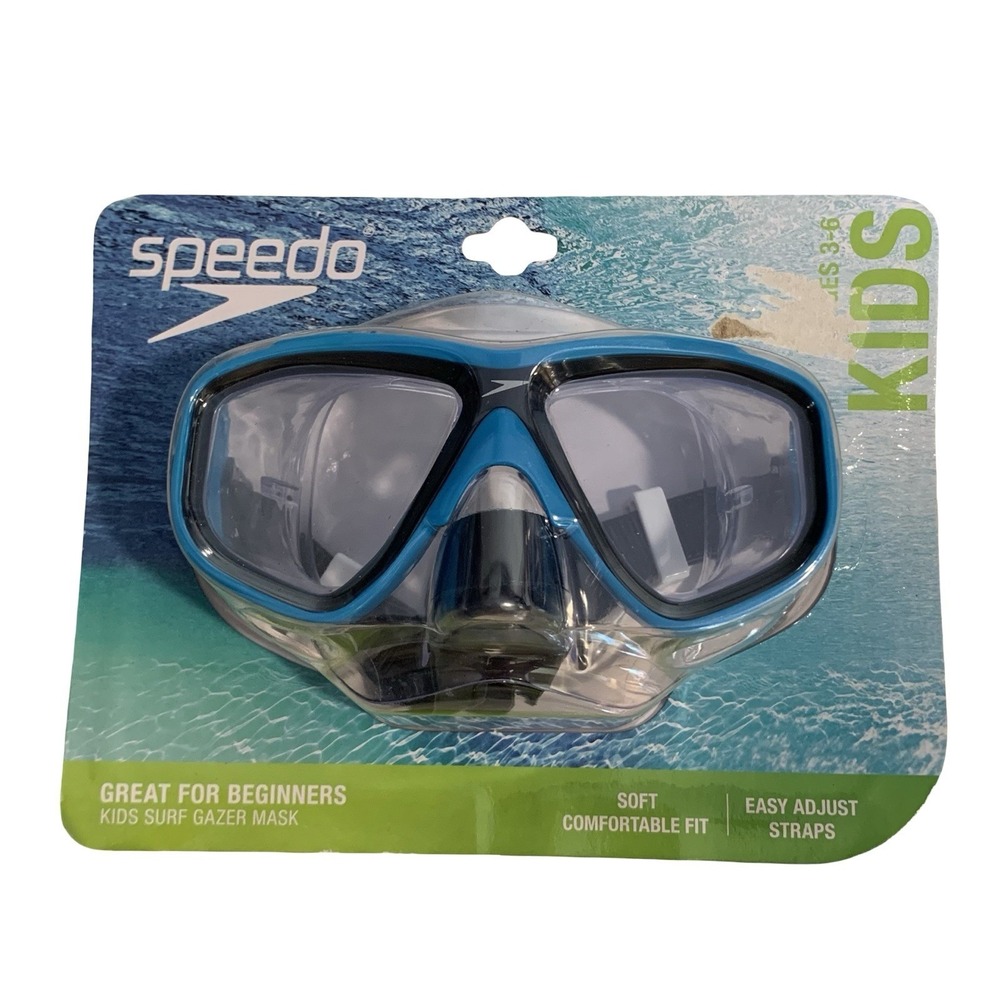 Speedo Kids Surf Gazer Swim Mask Goggles Ages 3-6 Teal Clear UV NEW